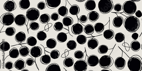 Botanical pattern illustration floral graphic. Seamless pattern  abstract rowan twigs. Vector illustration.