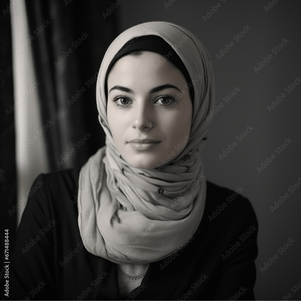 An old black and white photo of a veiled Arab girl An old black and white photo of a veiled Arab girl