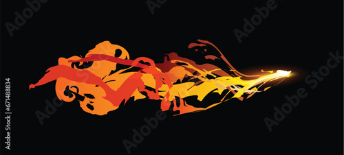 Light effect of weapon shot, energy blast, smoke, flame