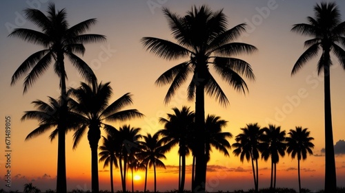 palm trees at sunset © PZ Studio