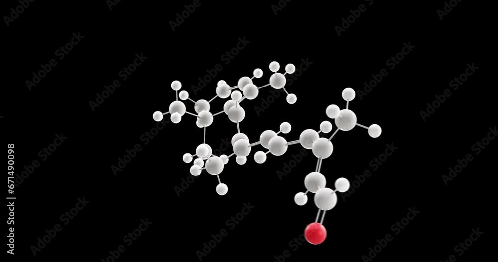 Dehydroretinal molecule, rotating 3D model of vitamin a2, looped video with alpha channel Dehydroretinal molecule, rotating 3D model of vitamin a2, looped video with alpha channel