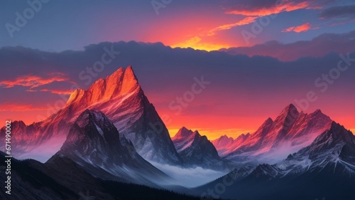 sunset in the mountains