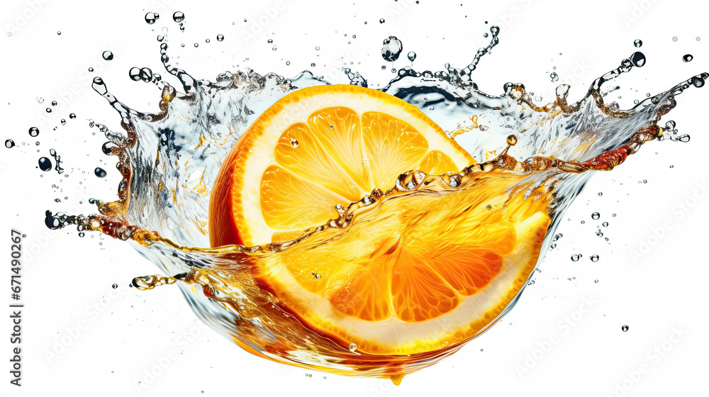 Lemons and lemons splashing into a clear water. - obrazy, fototapety, plakaty 