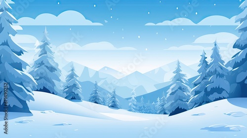 Snowy Blue and White Winter Background - Simplistic Flat Illustration Vector Wallpaper - Based Animation Style - Animated Illustration Backdrop created with Generative AI Technology © Sentoriak