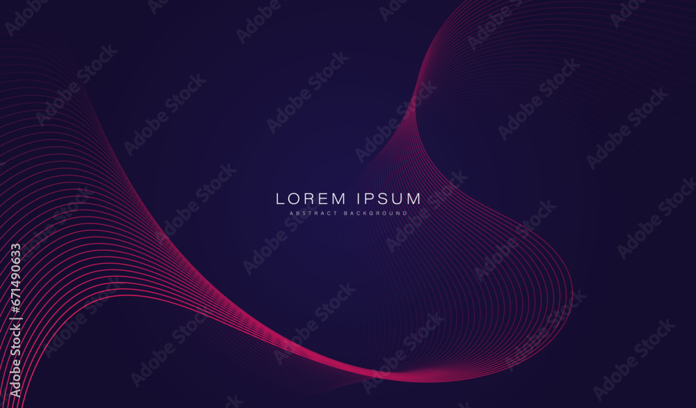 Abstract glowing wave lines on dark background. Dynamic wave pattern. Modern gradient flowing wavy lines. Futuristic technology concept. Suit for banner, poster, brochure, cover, flyer, website - obrazy, fototapety, plakaty 