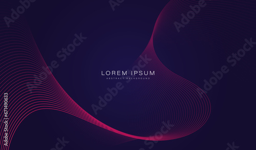 Abstract glowing wave lines on dark background. Dynamic wave pattern. Modern gradient flowing wavy lines. Futuristic technology concept. Suit for banner, poster, brochure, cover, flyer, website photo