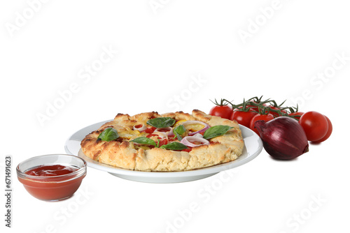 PNG, Galette, vegetables and sauce, isolated on white background