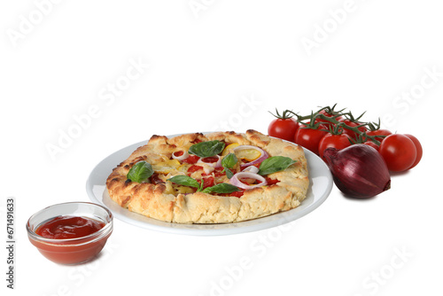 PNG, Galette, vegetables and sauce, isolated on white background