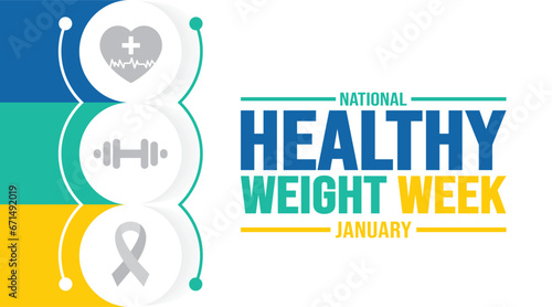 January is Healthy Weight Week background template. Holiday concept. background, banner, placard, card, and poster design template with text inscription and standard color. vector illustration.