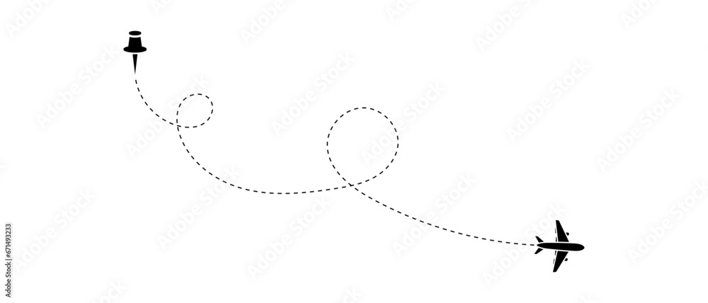 Airplane routes set. Aircraft planes tracking, travel, location pins, map pins. Plane, airplane, aircraft paths. Vector illustration. Airplane routes set. Aircraft planes tracking, travel, location pins, map pins. Plane, airplane, aircraft paths. Vector illustration.