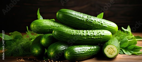 Organic cucumbers that are recently harvested
