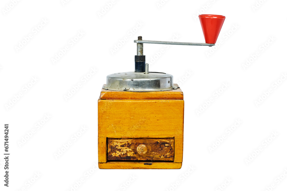 Fototapeta premium antique old coffee grinder isolated on white background 