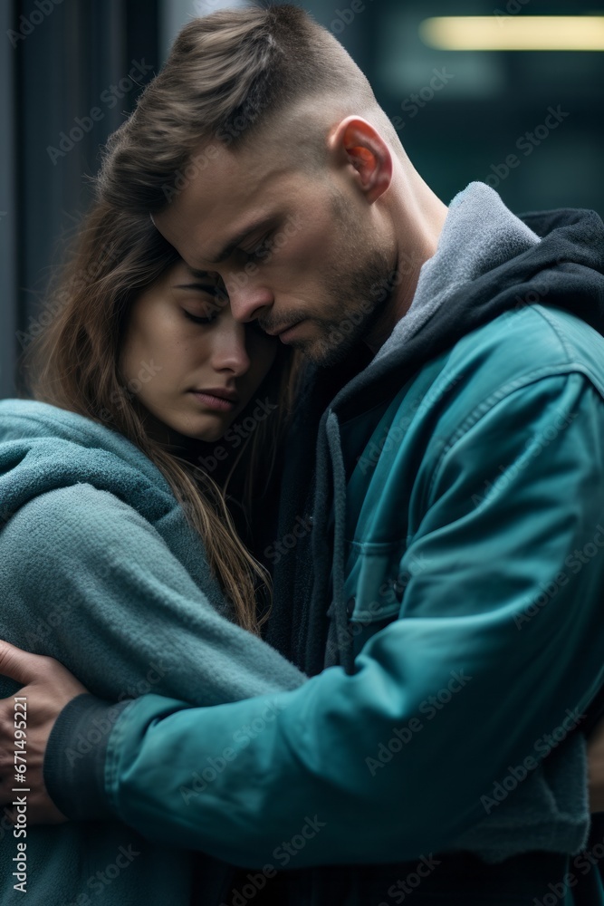 Valentine's day concept. Couple in love kissing on the street. generative ai. Valentine's day concept. Couple in love kissing on the street. generative ai.