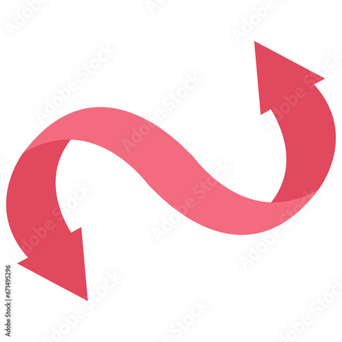 Pink ribbon with arrows symbol of breakup date after love