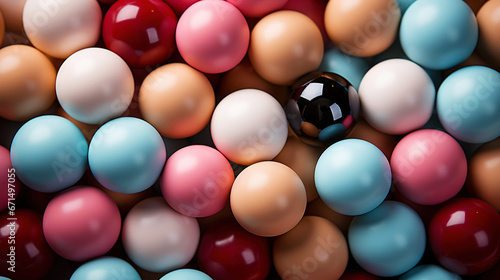Pastel colored balls background. Abstract cute backdrop. Generative AI