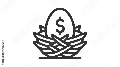 Nest with Egg. Wealth symbol. Vector illustration isolated on white background