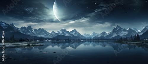 Upcoming moon in mountains © 2rogan