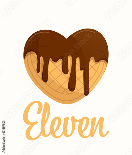 Heart shaped waffle with chocolate