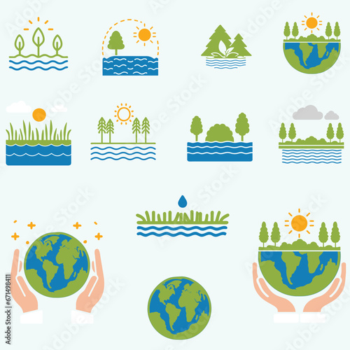 Set of world wetlands day elements, collection of world wetlands day elements