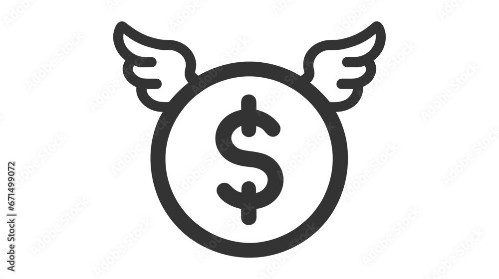 Isolated Money With Wings Vector Icon, Emoji, Emoticon Isolated Money With Wings Vector Icon, Emoji, Emoticon