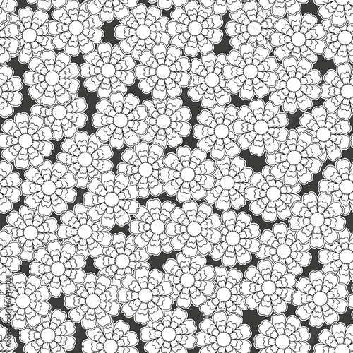 Coloring page for children and adults. Glade of flowers.