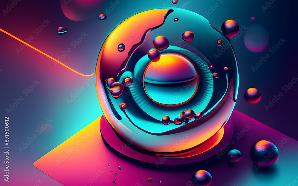 3d render bubble abstract digital web asset background colorful metallic gradient ai generative 