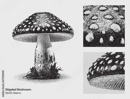 Stipple mushroom illustration