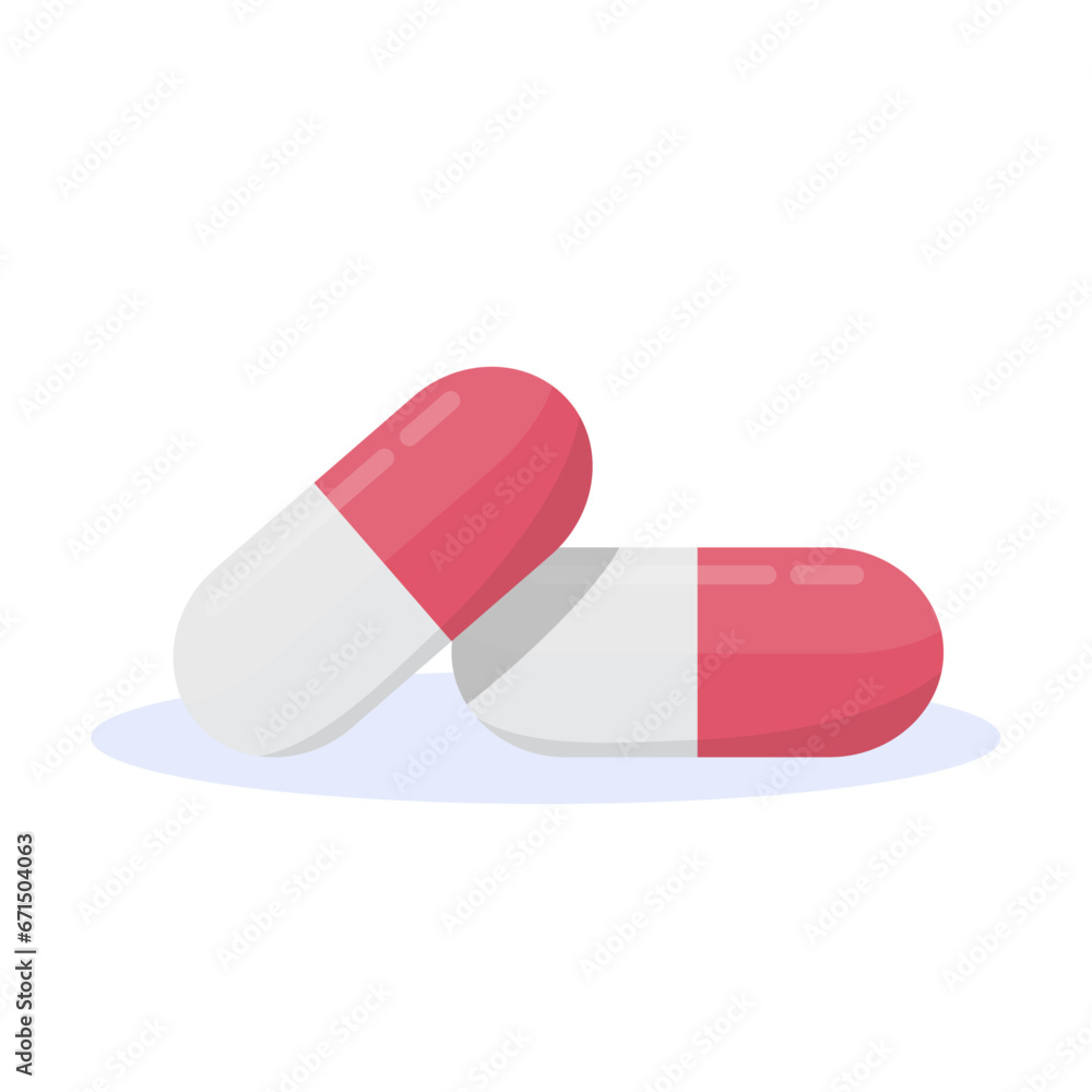 Pink and white capsule, isolated vector illustration Pink and white capsule, isolated vector illustration