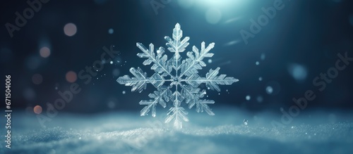 Stampa su tela The exquisite intricacy of a snowflake a solitary ice crystal during the winter