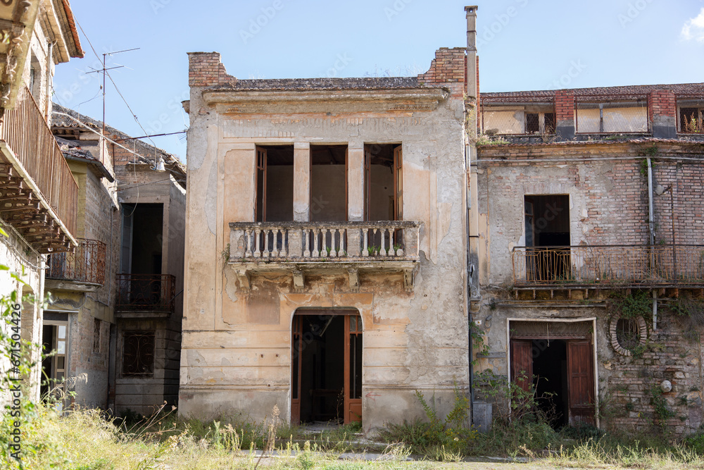 Abandoned houses in a ghost town in the province of Benevento in Italy. Village of old Apice (Borgo di Apice Vecchia) Abandoned houses in a ghost town in the province of Benevento in Italy. Village of old Apice (Borgo di Apice Vecchia)
