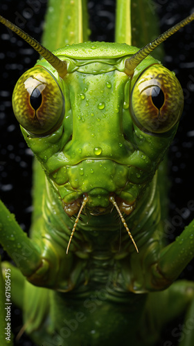 A close up of a green grasshopper © franklin