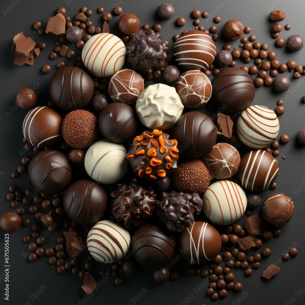 Assortiment de chocolats noir, lait , blanc, praliné... Assortiment de chocolats noir, lait , blanc, praliné...