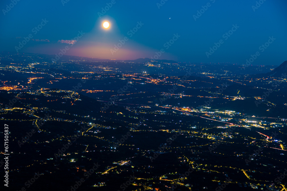 Panoramic night view of the city from above