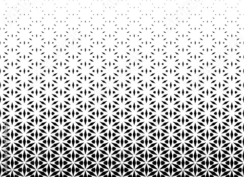 Pattern based on elements Japanese woodwork craft Kumiko zaiku. Disappearing effect. Average fade out . Black and white figures
