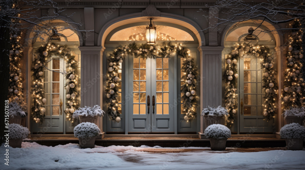 Entrance area of a chic house in winter