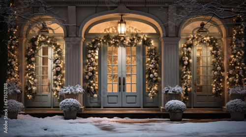 Entrance area of a chic house in winter
