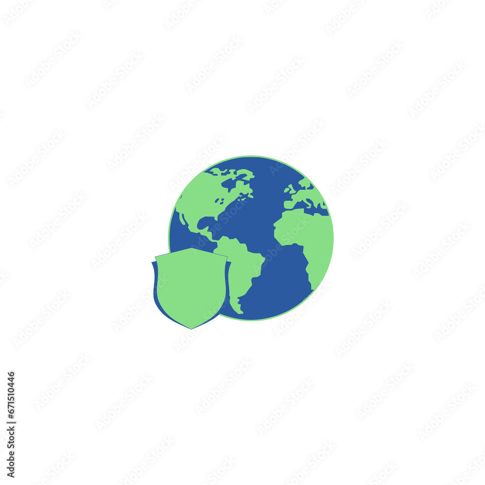  Shield protect world icon isolated on transparent background