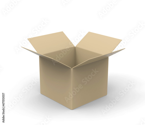 Box opening on white background, 3d render 