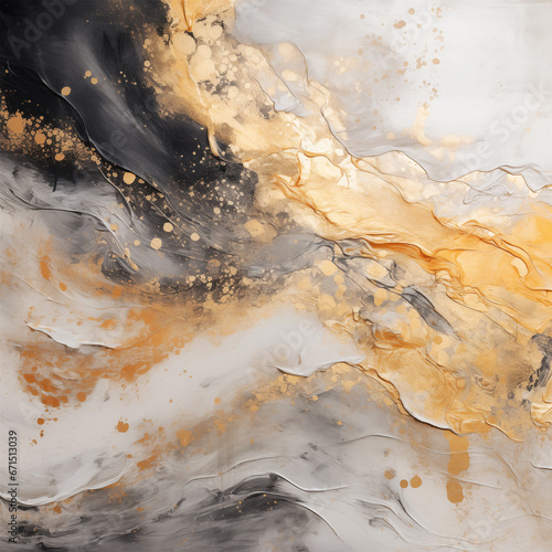 abstract gold and silver marble paint background on paper