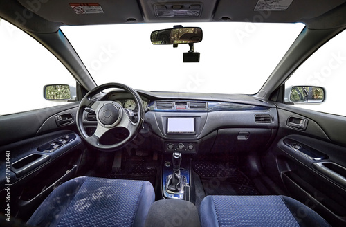 Inside moden car with transparent background, luxury car interior elements png illustration wallpaper © Studio-M