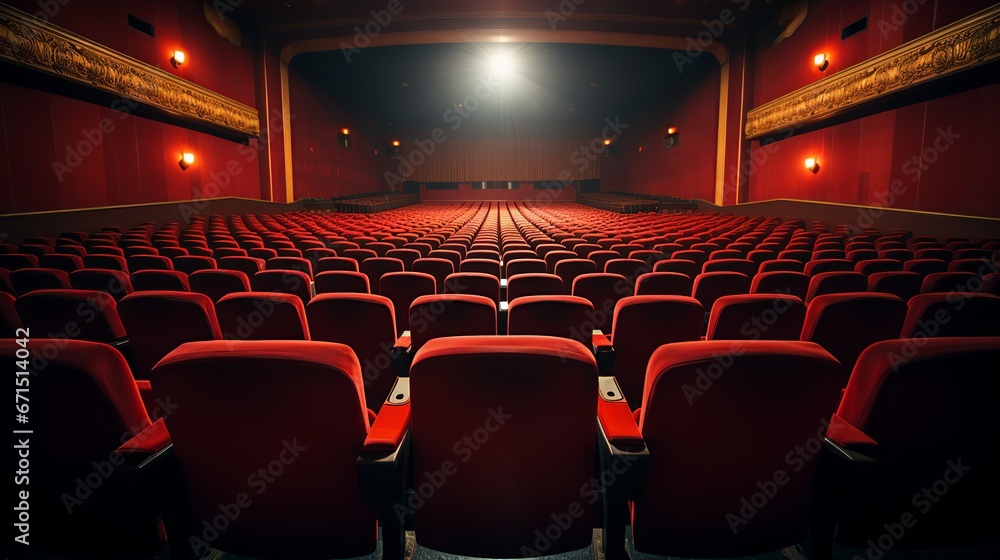Fototapeta premium cinema auditorium with red chairs