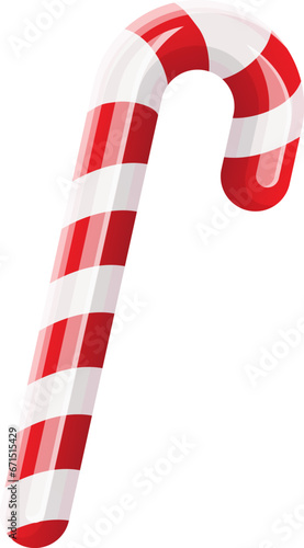 Fototapeta Naklejka Na Ścianę i Meble -  Christmas candy cane isolated. Christmas stick. Traditional xmas candy with red and white stripes. Santa caramel cane with striped pattern. Vector lollipop clip art isolated on white background.