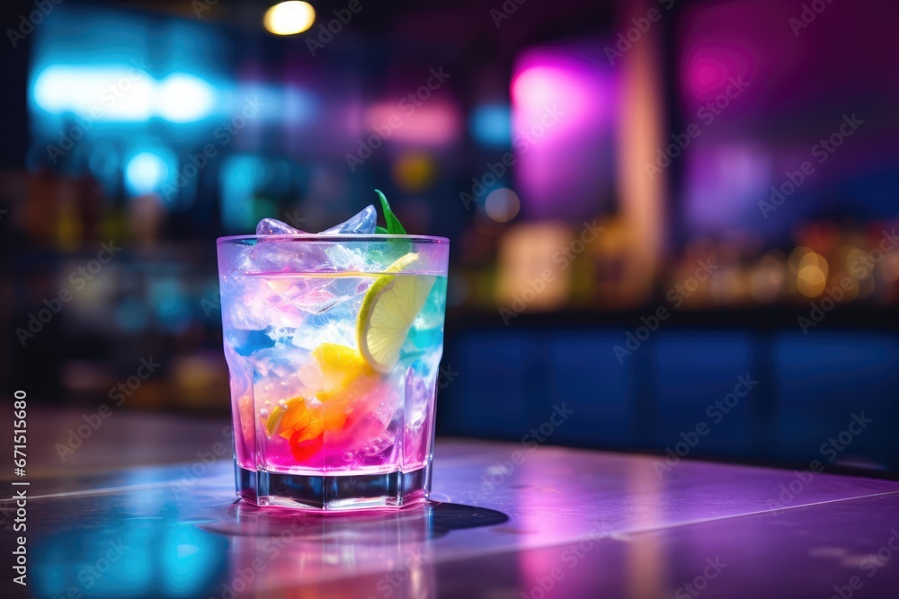 Trendy Beverage - A colorful cocktail, served in a unique glass - InstaFood - AI Generated Trendy Beverage - A colorful cocktail, served in a unique glass - InstaFood - AI Generated