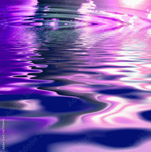 CGI abstract ripple effect of liquid with pink reflection of wavy pattern and texture. Wallpaper background of fluid color spectrum. Psychedelic and cosmic art or esoteric surface.