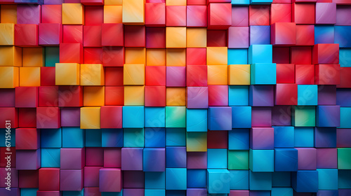 Colorful Blocks Wall Background. Generative AI.