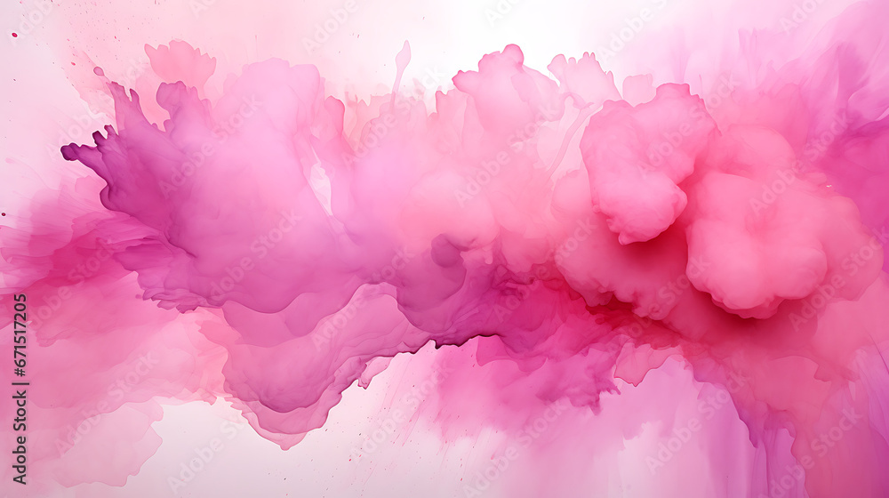 Bright pink / purple pastel abstract watercolor splash brushes texture illustration art paper - Creative Aquarelle painted, isolated on white background, canvas for design, hand drawing