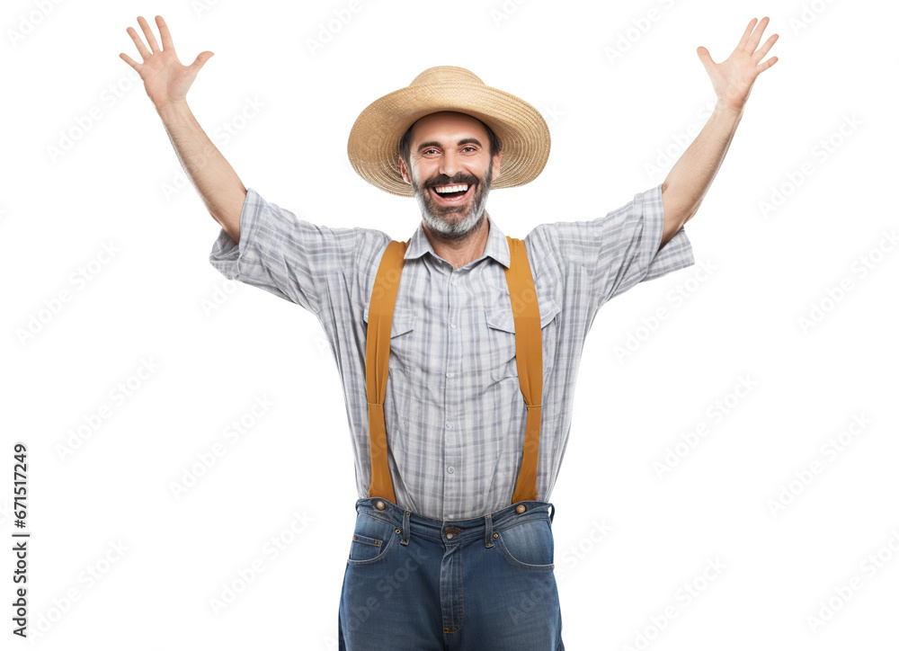 Cheerful middle-aged farmer, cut out