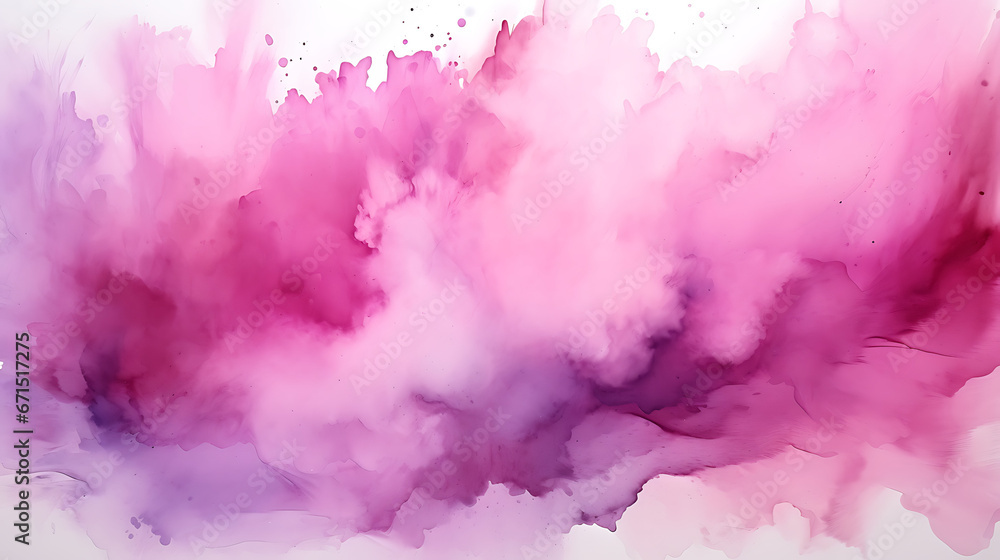 Bright pink / purple pastel abstract watercolor splash brushes texture illustration art paper - Creative Aquarelle painted, isolated on white background, canvas for design, hand drawing