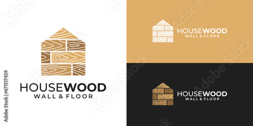 Wood house parquet floor wall logo vector template. Carpenter logo design