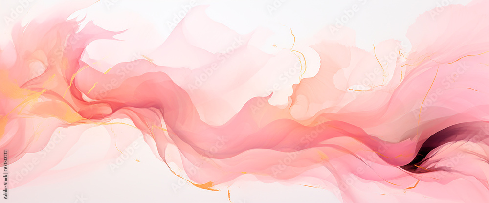 Ilustracion acuarela rosa amarillo oro - Fondo abstracto pintura lineas